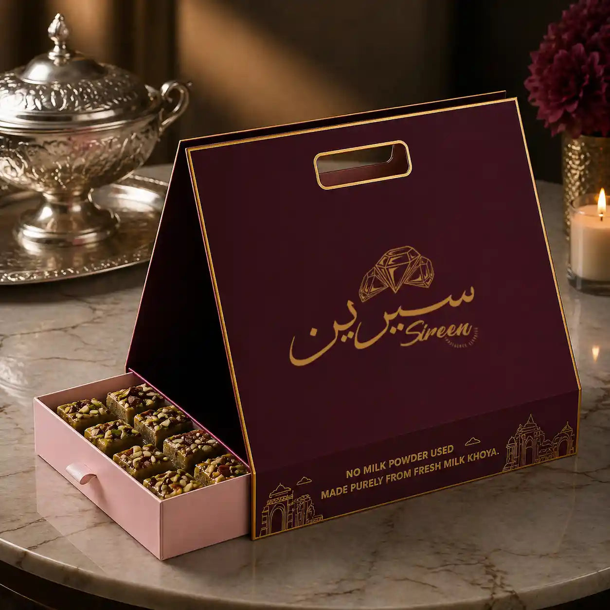 Sireen Delights Khoya Barfi Lite Sugar Free - Luxury Sweet Box